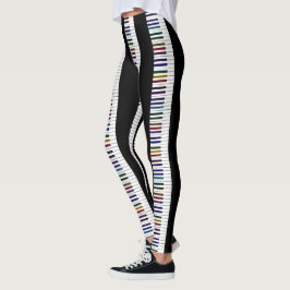 Rainbow en Black Piano Keys Music-Leggings Leggings