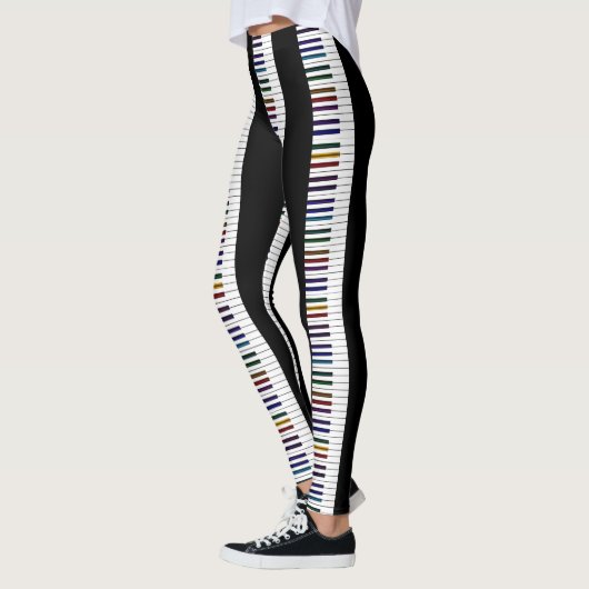 Rainbow en Black Piano Keys Music-Leggings Leggings (Links)