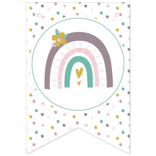 Rainbow en bloemen verjaardagsfeest Bunting Banner (Eerste vlag)