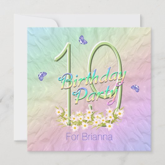 Rainbow en Butterflies 19e verjaardag Kaart (Voorkant)