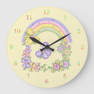 Rainbow en Butterflies Wall Clock Grote Klok
