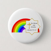 Rainbow en Christelijke knop Kruis Ronde Button 5,7 Cm (Voorkant)