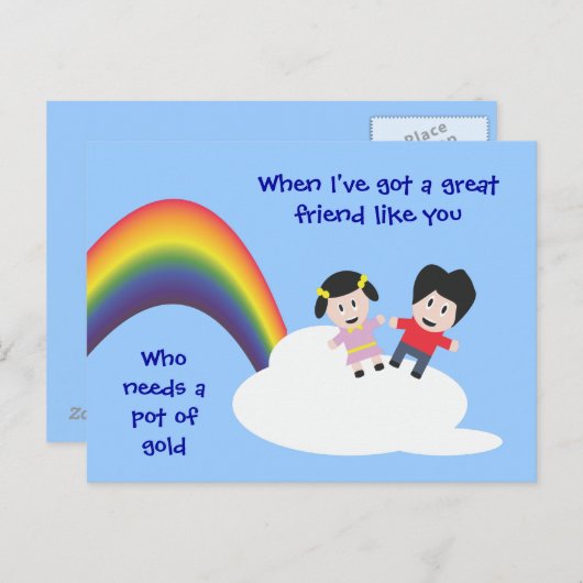 Rainbow en Clouds Friendship Briefkaart (Voorkant / Achterkant)