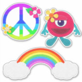 Rainbow en Cute Monster voor vredessignatie Sticker (Voorkant)