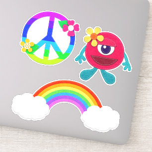 Rainbow en Cute Monster voor vredessignatie Sticker