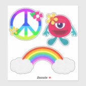 Rainbow en Cute Monster voor vredessignatie Sticker (Vel)