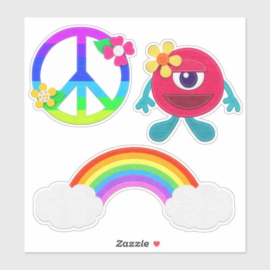 Rainbow en Cute Monster voor vredessignatie Sticker (Vel)