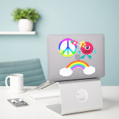 Rainbow en Cute Monster voor vredessignatie Sticker (Laptop op bureau)