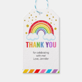 Rainbow en Faux Gold Glitter Gift Label Cadeaulabel