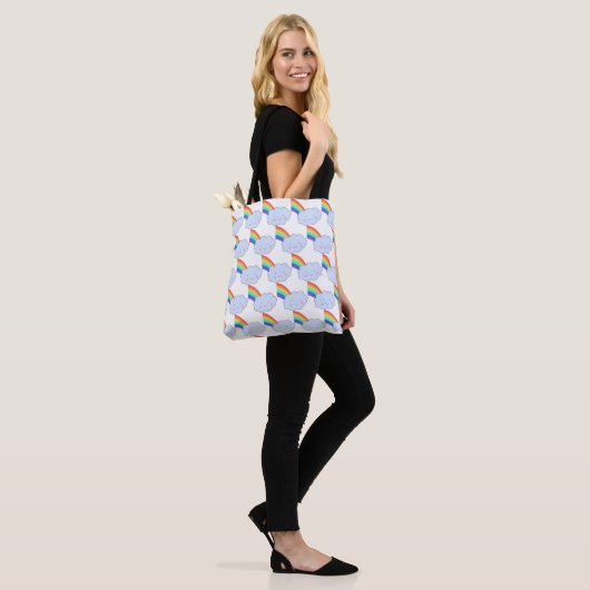 Rainbow en glimlach Cloud Pattern Cute Tote Bag (Op model)