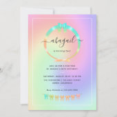 Rainbow en Gold Birthday Party Invitation Kaart (Voorkant)