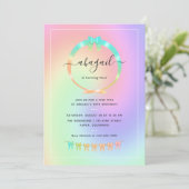 Rainbow en Gold Birthday Party Invitation Kaart (Staand voorkant)