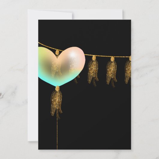 Rainbow en Gold Birthday Party Invitation Kaart (Achterkant)