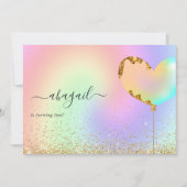 Rainbow en Gold Birthday Party Invitation Kaart (Voorkant)