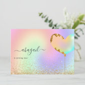 Rainbow en Gold Birthday Party Invitation Kaart (Staand voorkant)