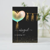 Rainbow en Gold en Black Birthday Party Invitati Kaart (Staand voorkant)