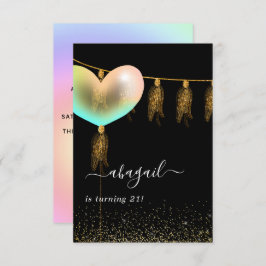 Rainbow en Gold en Black Birthday Party Invitati Kaart