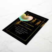 Rainbow en Gold en Black Quinceañera Folie Uitnodiging (Gedraaid)