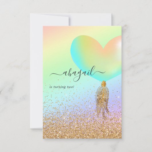 Rainbow en Gold en roze Birthday Party Invitation Kaart (Voorkant)