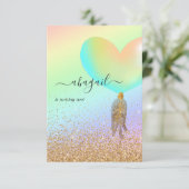 Rainbow en Gold en roze Birthday Party Invitation Kaart (Staand voorkant)