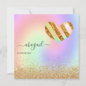 Rainbow en Gold en roze Birthday Party Invitation Kaart (Voorkant)