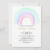 Rainbow en Gold Stars Baby shower Invitation Kaart (Voorkant)