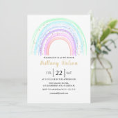 Rainbow en Gold Stars Baby shower Invitation Kaart (Staand voorkant)