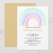 Rainbow en Gold Stars Baby shower Invitation Kaart (Voorkant / Achterkant)