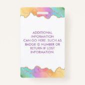 Rainbow en Gold Waterverf Agate Business Badge (Achterkant)