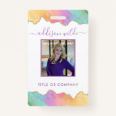 Rainbow en Gold Waterverf Agate Business Badge (Voorkant)