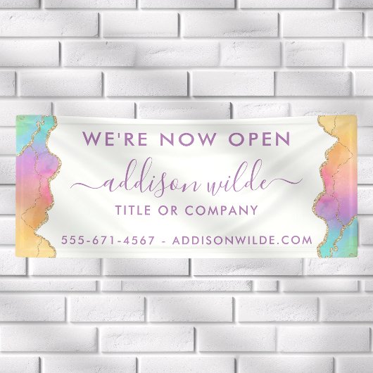 Rainbow en Gold Waterverf Agate Business Spandoek