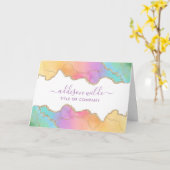 Rainbow en Gold Waterverf Agate Client Hartelijk d Kaart (Gele Bloem)