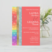 Rainbow en Gold Wedding Invitation Kaart (Staand voorkant)
