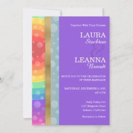 Rainbow en Gold Wedding Invitation Kaart