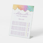 Rainbow- en goudprijslijst voor Waterverf Reclamebord Met Voetstuk (Voorkant)