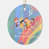 Rainbow en Happy Children Ceramic Ornament (Links)