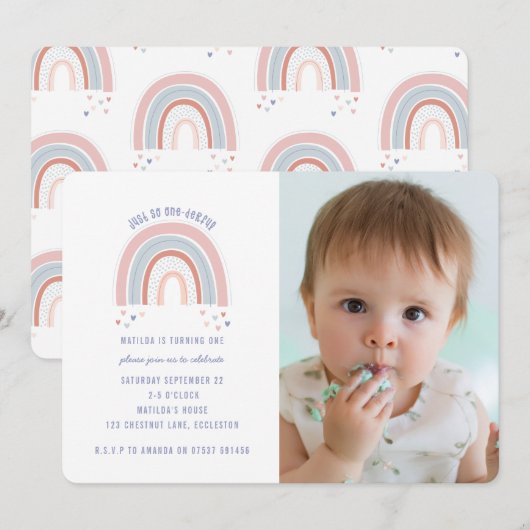Rainbow en het hart op de eerste verjaardag (Voorkant / Achterkant)