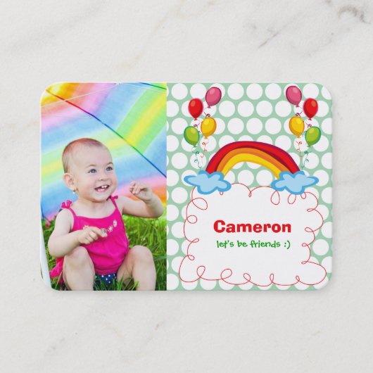Rainbow en kleurrijke ballonnen Kinder foto afspee Contactkaartje (Voorkant)