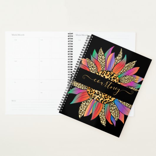 Rainbow en leopard print, gepersonaliseerde planne planner (Display)