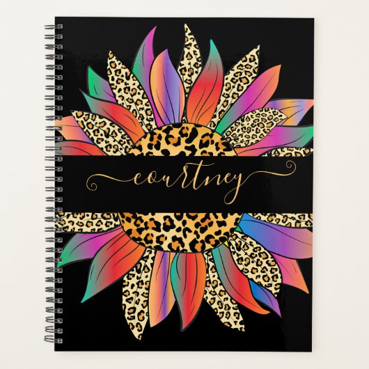 Rainbow en leopard print, gepersonaliseerde planne planner (Voorkant)