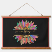 Rainbow en leopard sunflower op maat hangend wandkleed (Voorkant)