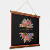 Rainbow en leopard sunflower op maat hangend wandkleed (Gebogen)