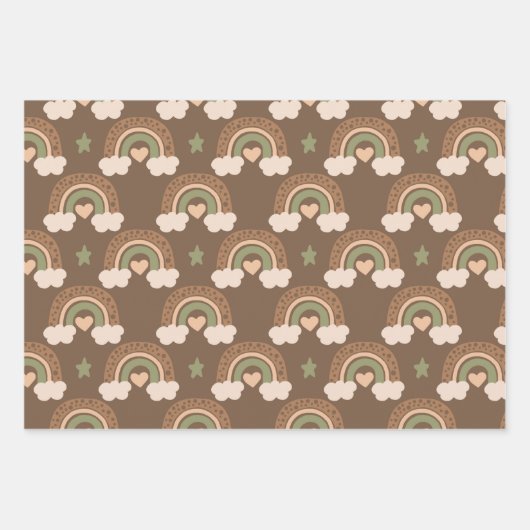 Rainbow en Love Heart Pattern Inpakpapier Vel (Voorkant 3)