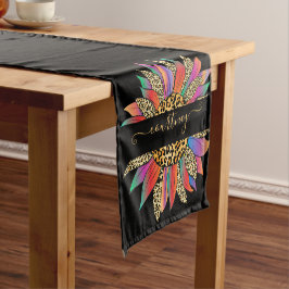 Rainbow en luipaard, op maat gemaakt, korte tab tafelloper