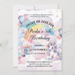 Rainbow en magische verjaardag uitnodiging 2025