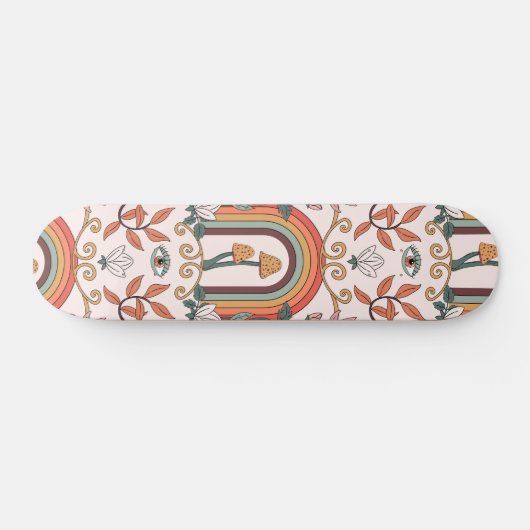 Rainbow en paddenstoelen Art Noveau Pattern Persoonlijk Skateboard (Horizontaal)