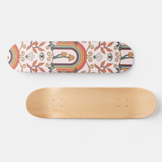 Rainbow en paddenstoelen Art Noveau Pattern Persoonlijk Skateboard (Horizontaal)