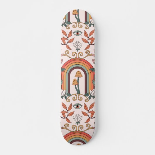 Rainbow en paddenstoelen Art Noveau Pattern Persoonlijk Skateboard (Voorkant)