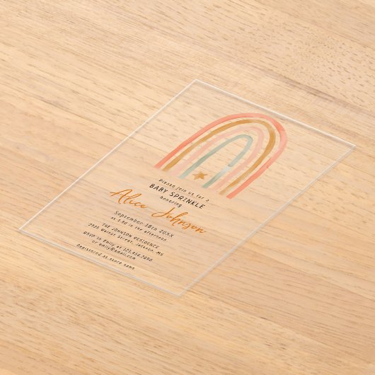 Rainbow en Star Boho Baby Sprinkle Shower Acryl Uitnodigingen (Laagn)
