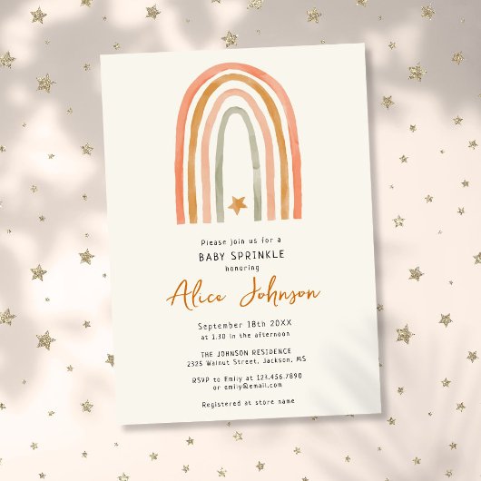 Rainbow en Star Boho Baby Sprinkle Shower Kaart